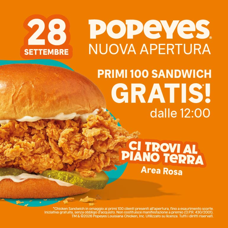 Popeyes apre il 28 settembre: arrivano gusto e novità al Piano Terra!